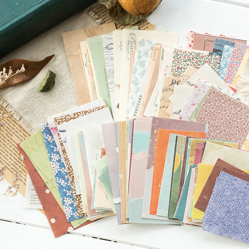 JIANQI 60 Sheets Vintage Collage Scrapbooking Journal Material paper Card Making DIY Retro Source Paper Creative Memo Stationery