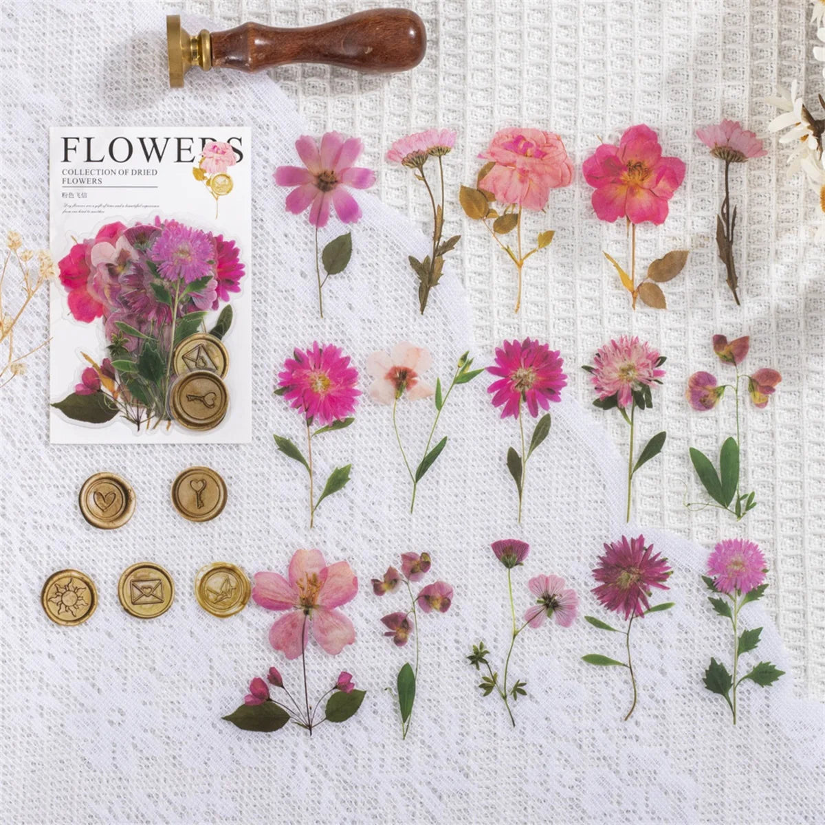 JIANQI 40pcs/pack Floral Stickers Kit Transparent PET Scrapbooking Materials DIY Junk Journal Aesthetics Sticker Stationary