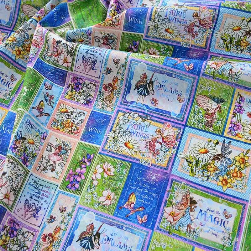 Newspaper Fabric Map Retro Vintage Digital Printed for Handmade DIY Sewing Accessories