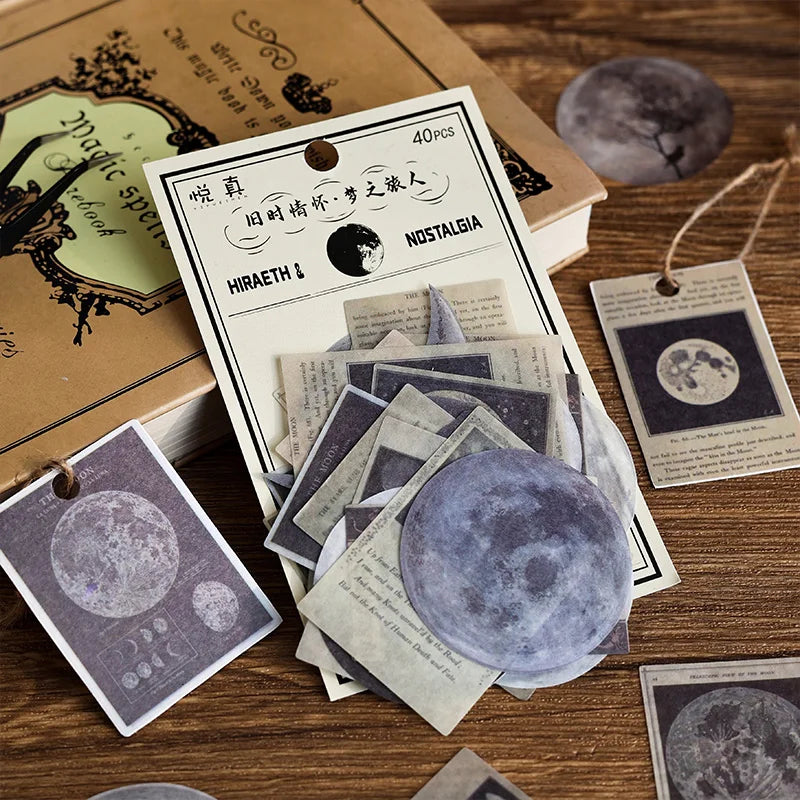 JIANQI 40pcs/pack Vintage Washi Paper Stickers Kit for DIY Scrapbooking Art Collage Album Creative Stationery Craft Stickers