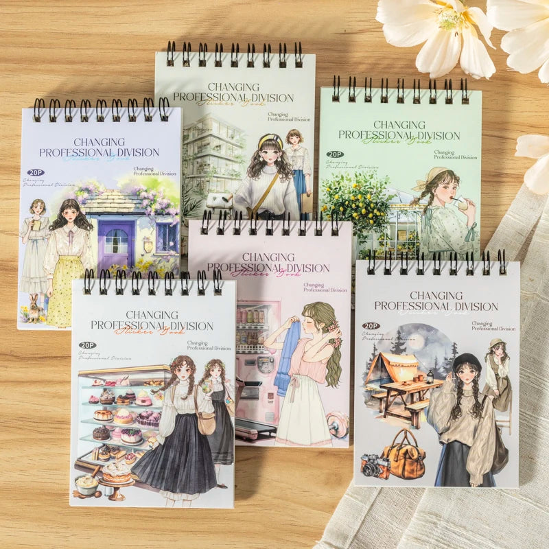 JIANQI 20pcs Career Girls series PET+Washi dual material die-cutting sticker book DIY scrapbook background decoration stickers