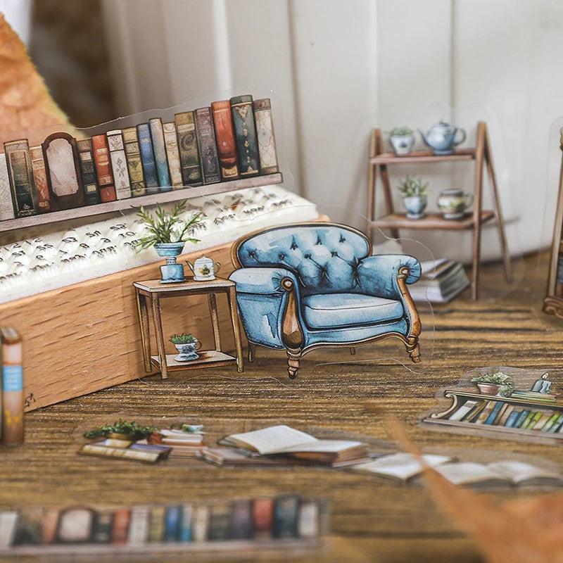 JIANQI 30pcs Home life Sticker Pack Decorative Junk Journal DIY Scrapbooking Supplies Collage Stationery Stickers