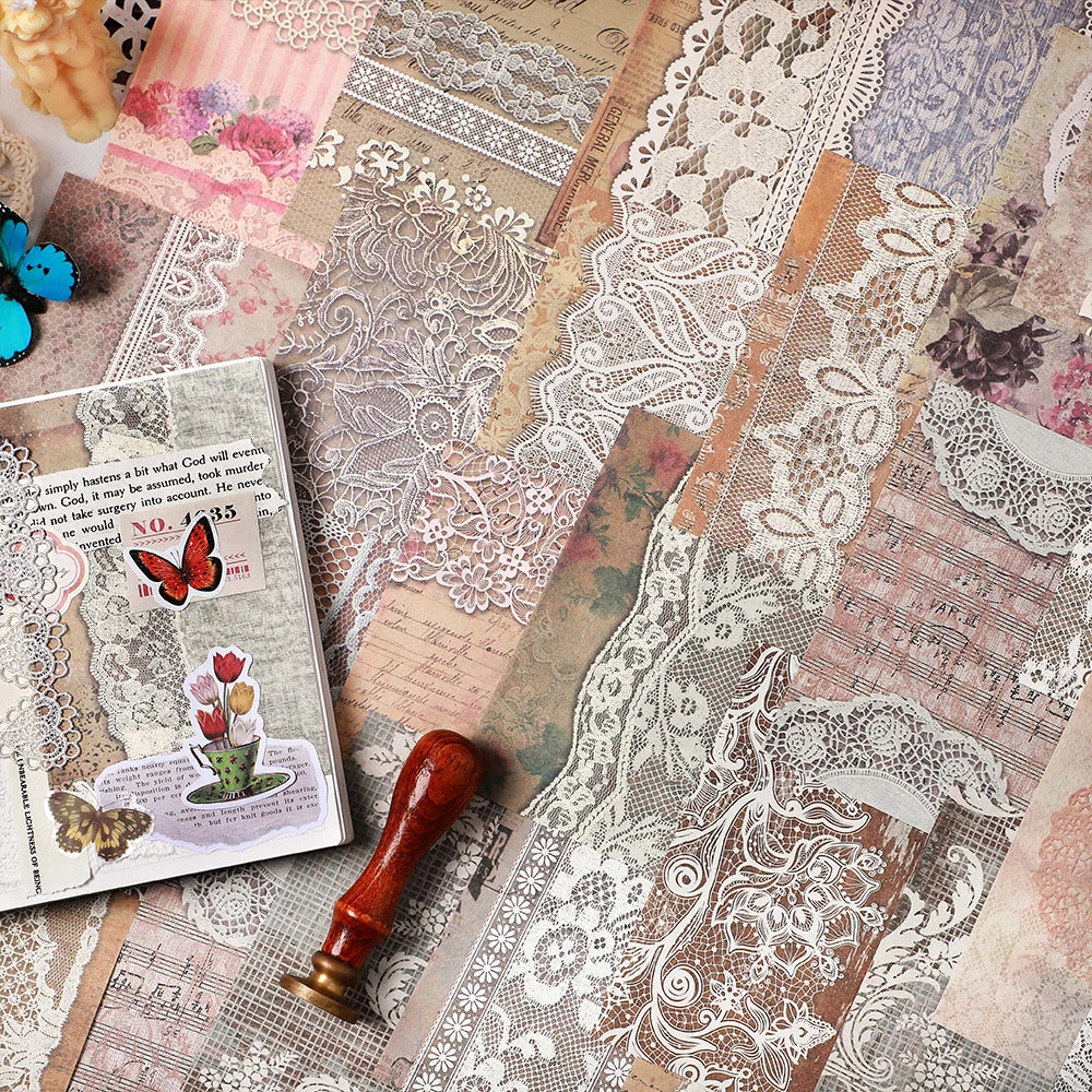 30 pcs/pack Lace lace material paper Diy Diary Album Decorative Literature Art Scrapbooking material junk journal supplies