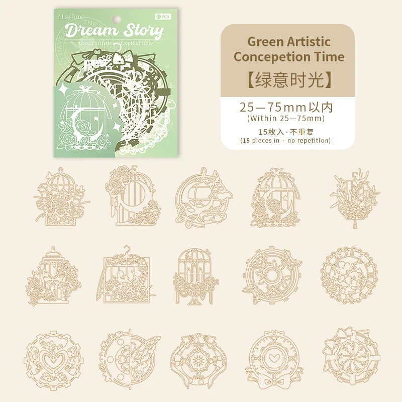 JIANQI 15 pcs Diy Scrapbooking paper Lace Decoration paper Hollow Card Collage material lomo cards DIY hand made craft paper