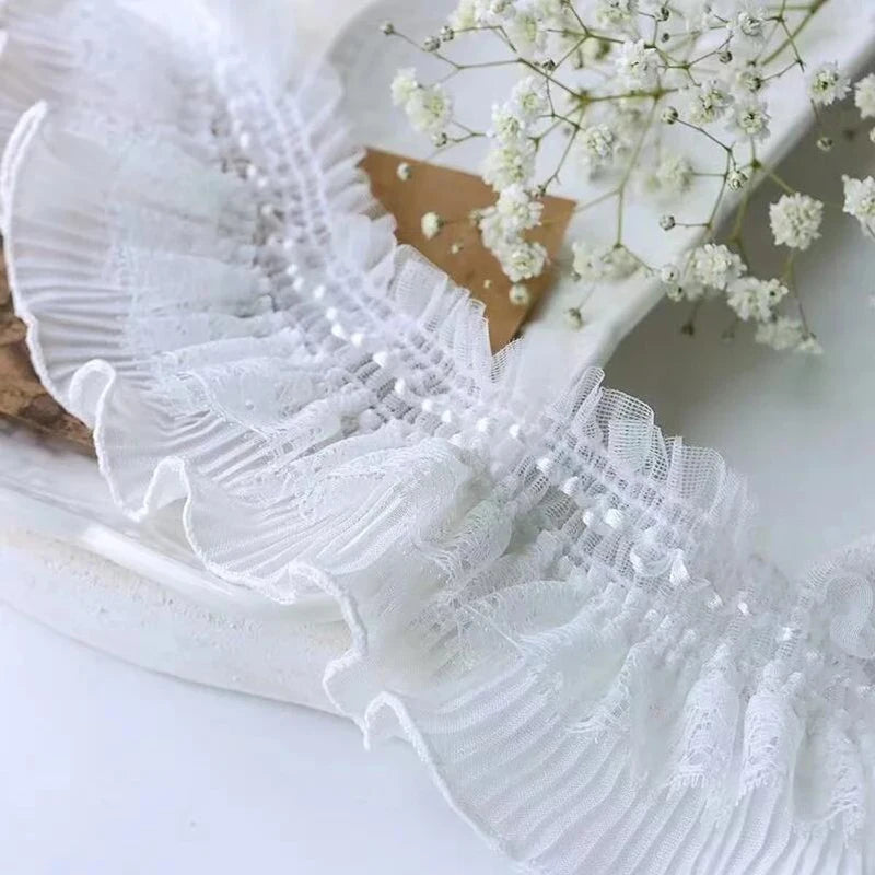 1Yard White Sretch Lace Accessories Cuffs Suspenders Clothing Collar Cuffs Hair Band Diy Material 7CM Wide