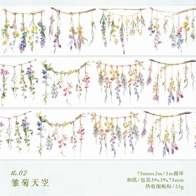 JIANQI 75mm*2m cane vine Tape Stickers Creativity Scrapbooking Hand Account Adhesive hand made Diy Junk Journal Craft Supplies
