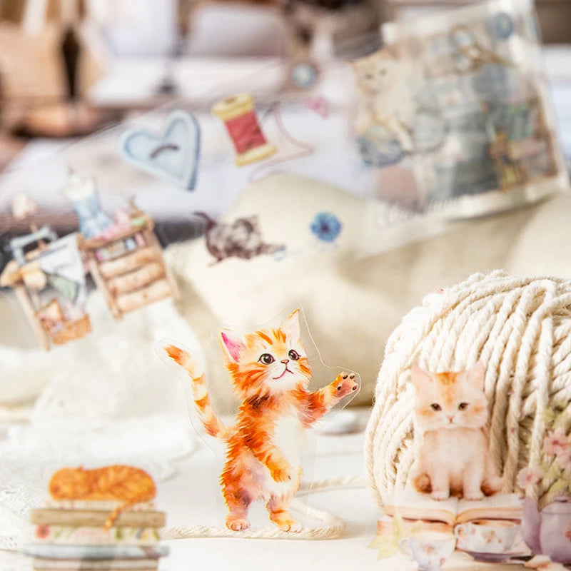 JIANQI 50mm*2m PET Tapes Cute Cat DIY Scrapbooking Decor Photo Album Collage Junk Journal Materials Aesthetics Tapes