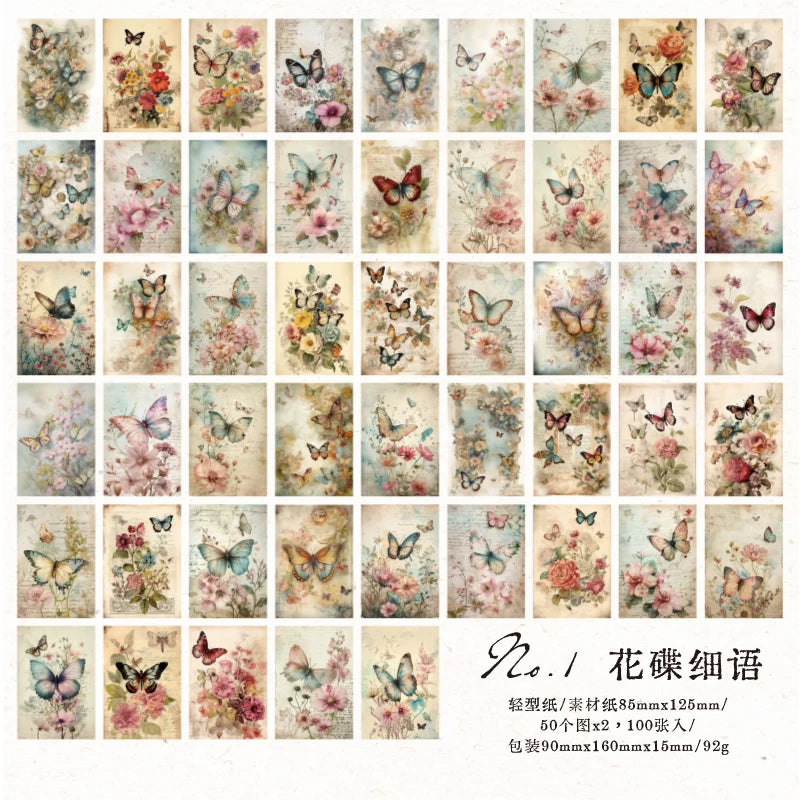 100 pcs Vintage Plants Flowers garden Material paper paper Scrapbooking DIY Photo Album Collage Journal Creative Stationery