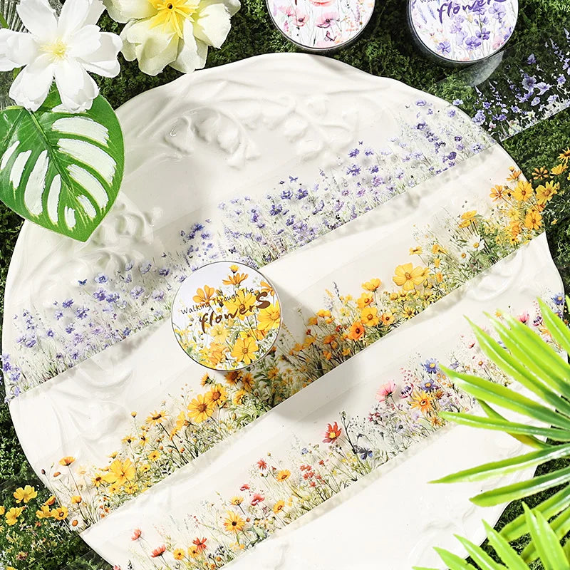 JIANQI 30mm*2m Creative Plants and Flowers tapes hand tent DIY Stick Labels Scrapbooking Material Junk Journal Supplies