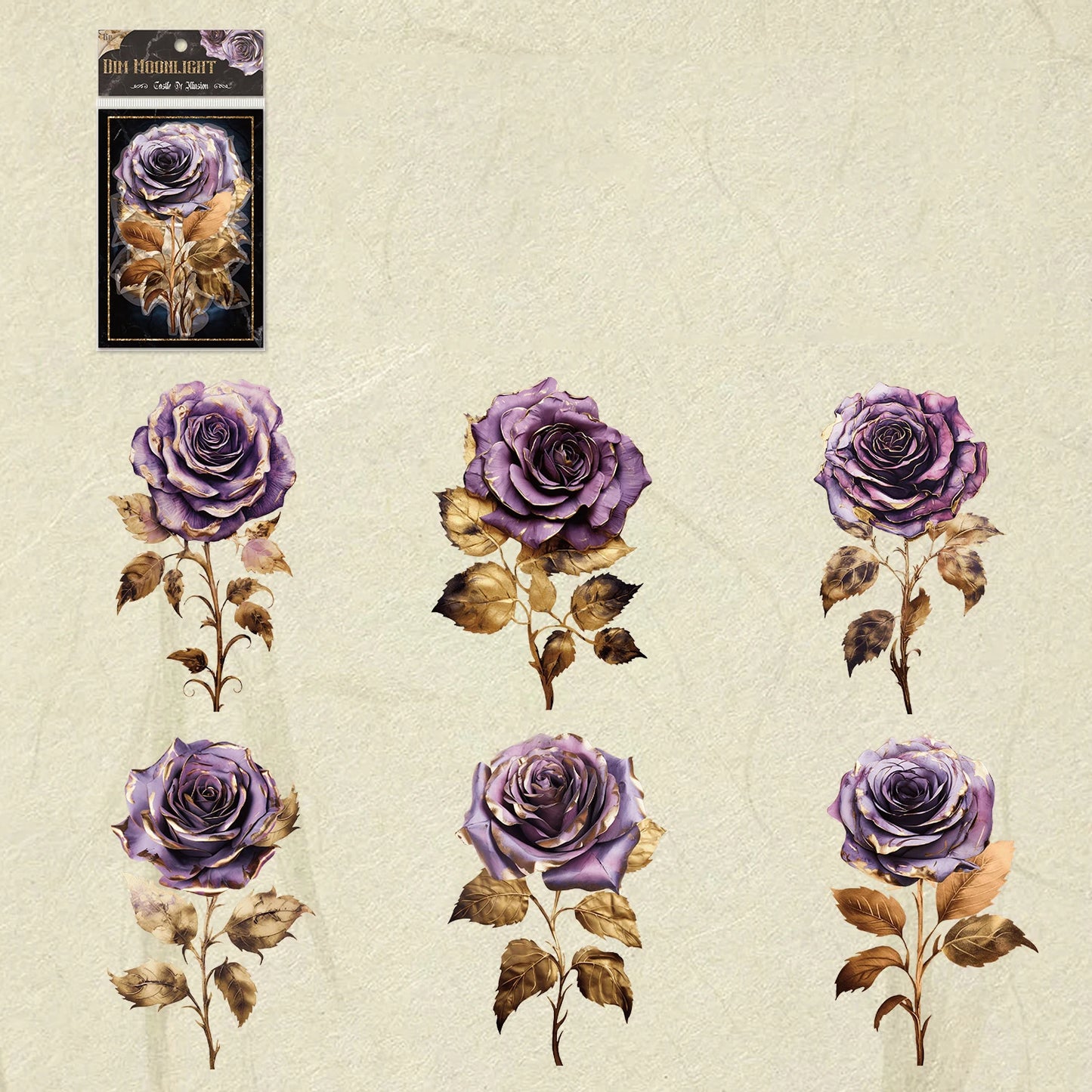 JIANQI 6pcs/pack PET Floral Stickers Big Size DIY Scrapbooking Art Collage Diary Materials Decor Aesthetics Sticker Stationery