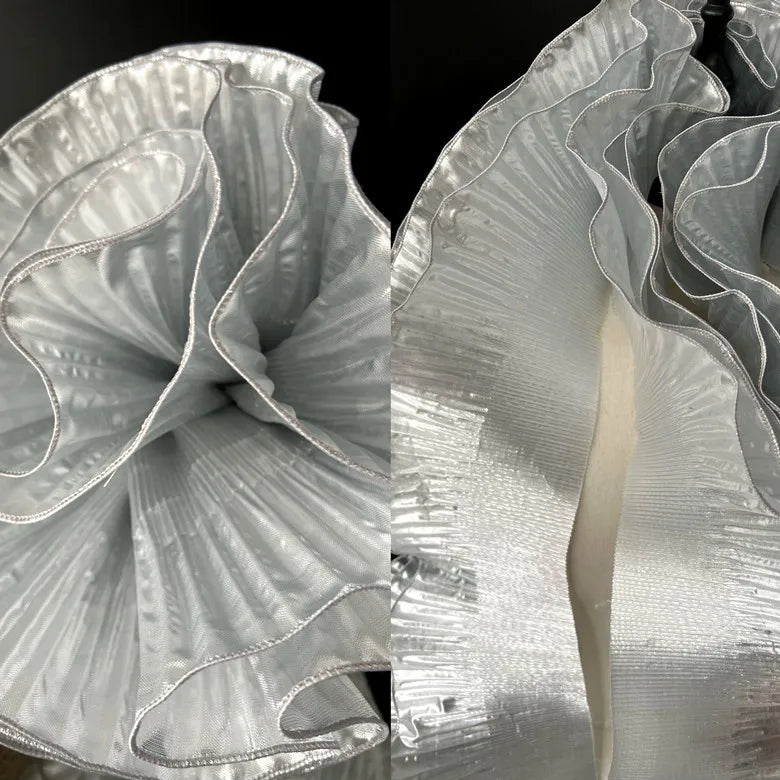 1 Yard Metal Wave Solid Pleated Ruffle Lace Fabric 15CM Wide