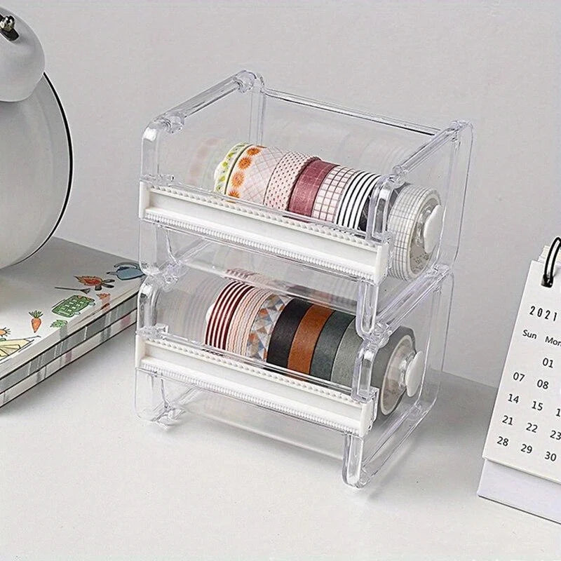 Creative Washi Tape Cutter Set Tape Tool Transparent Tape Holder Tape Dispenser School Supplies Office Stationery for Student