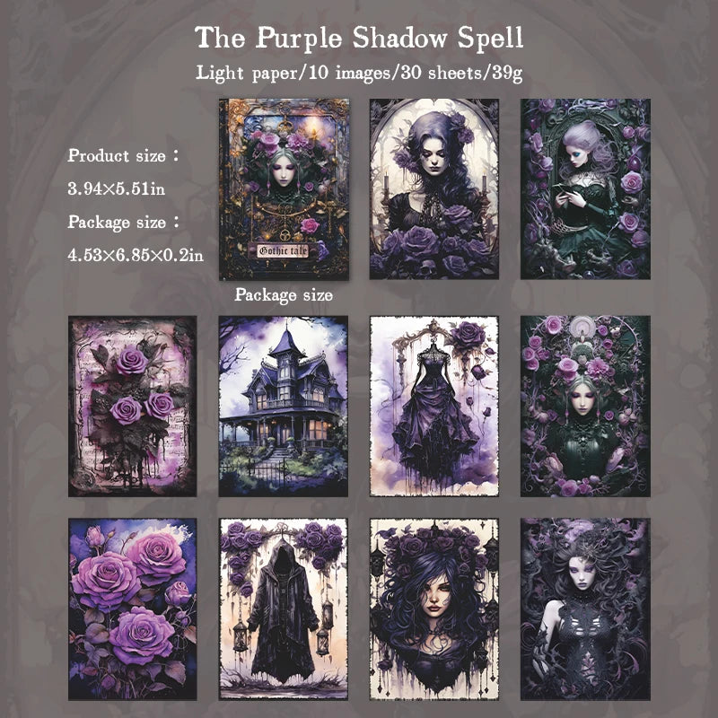 JIANQI 30 pcs/pack Gothic tale Materials Paper Decorative Diy Diary Album Scrapbooking material junk journal supplies