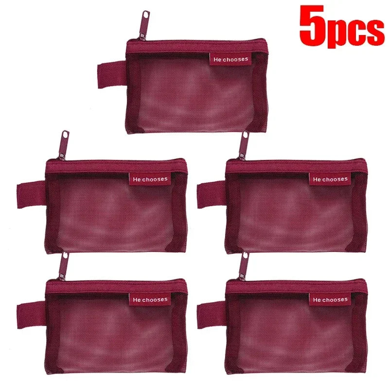 Mini Square Mesh Storage Bag Portable Money Earphone Data Cable Chargers Bag ID Credit Card Holder Zipper Pouch Travel Organizer