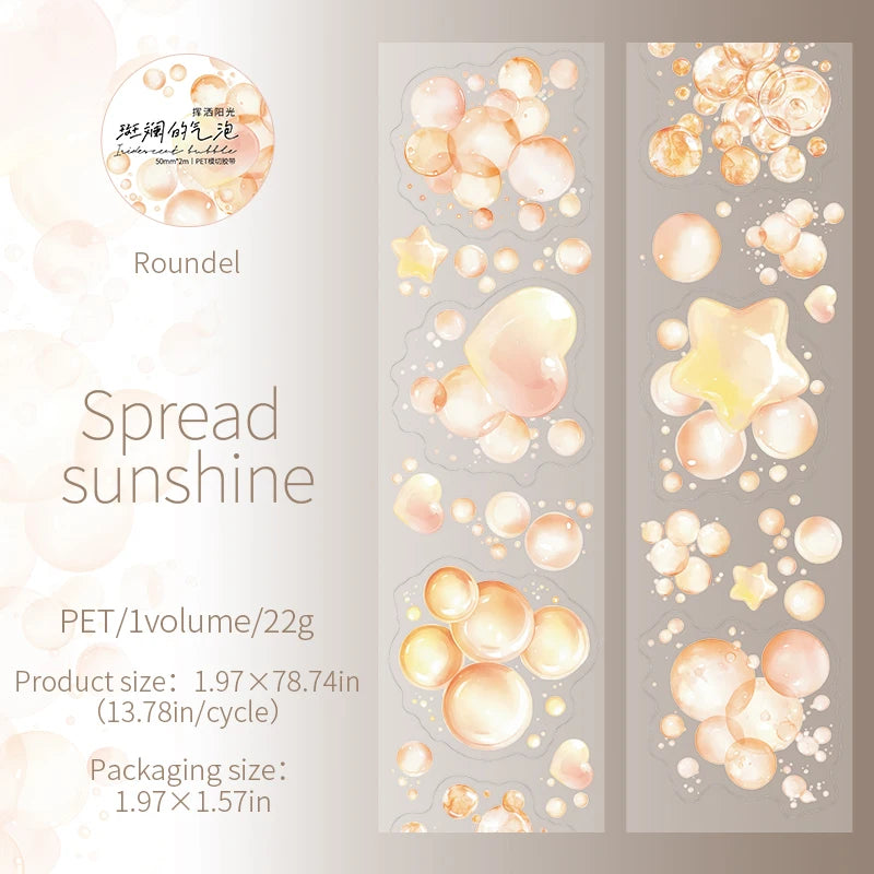 JIANQI 50mm*2m PET Bubble Tape Stickers Creativity Scrapbooking Hand Account Adhesive hand made Diy Junk Journal Craft Supplies