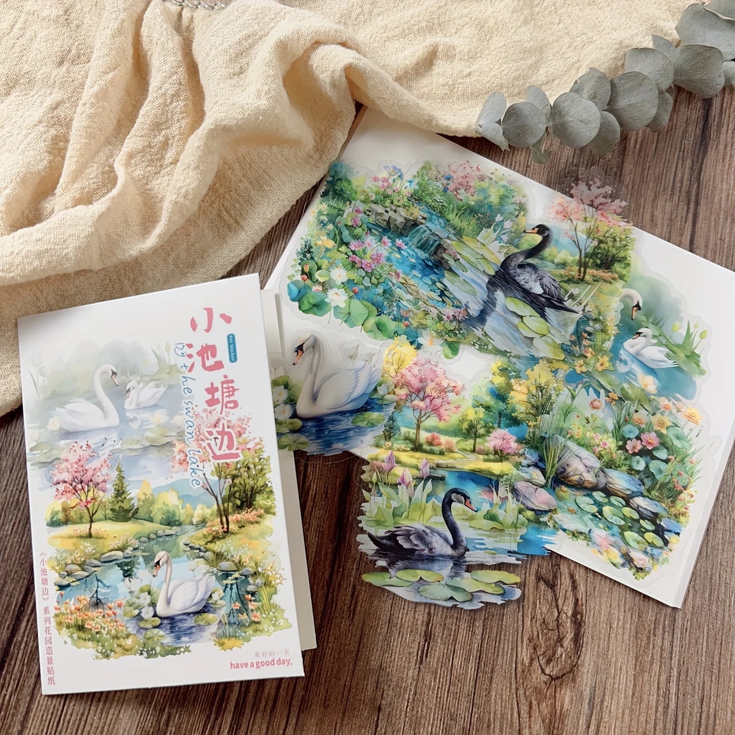 10 pcs Large Size Pond and Lake Landscape Stickers For DIY Scrapbooking Planner Collage Diary Supplies Sticker Stationery