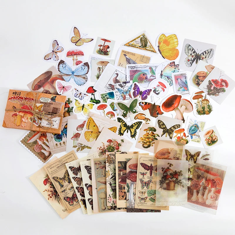 60pcs Vintage Stickers Scrapbook Paper for Scrapbooking Junk Journal School Supplies Creative Stationery DIY Deco Stickers