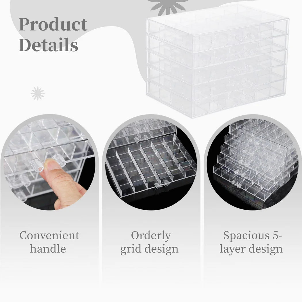 Earring Storage Box Organizer Acrylic Jewelry Storage Box Holder With 5 Drawers Transparent Jewelry Display Stand Earring Box
