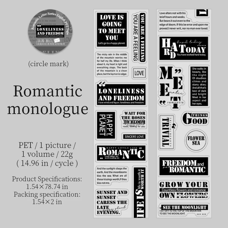 JIANQI 5cm*2m 1 roll PET Tape Creativity Decorative Diary Album Scrapbooking material Masking tape Junk Journal Supplies
