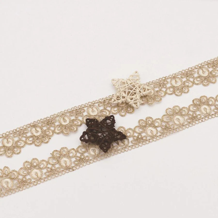1 Yard Gold Thread Flower Embroidery Lace Accessories Fabric DIY Clothing Clothing Accessories Barcode Ribbon 4CM