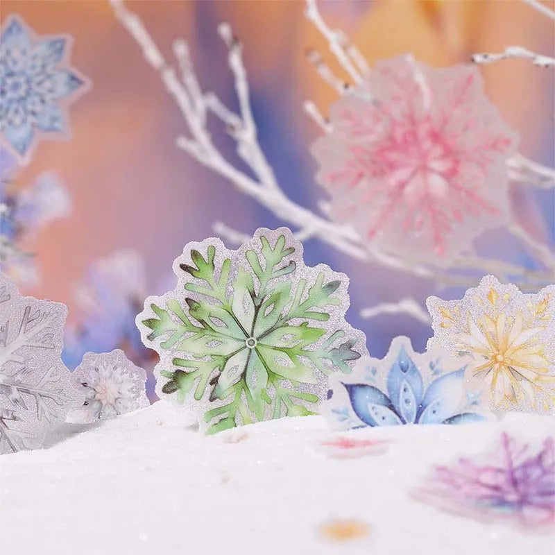 JIANQI50mm*2m PET Tapes Die cut snowflakes DIY Scrapbooking Decor Photo Album Collage Junk Journal Materials Aesthetics Stickers