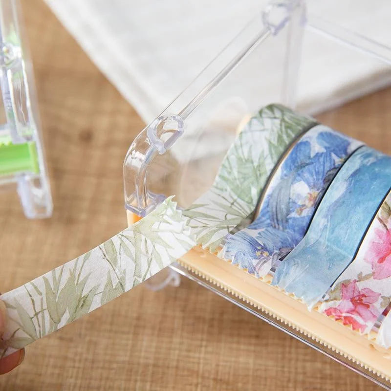 Creative Washi Tape Cutter Set Tape Tool Transparent Tape Holder Tape Dispenser School Supplies Office Stationery for Student