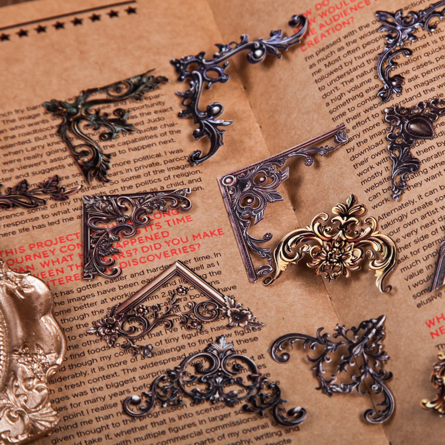24 Sheets Baroque style corner stickers Decorate junk Journal Accessories Scrapbooking DIY Label Sticker Stationery supplies