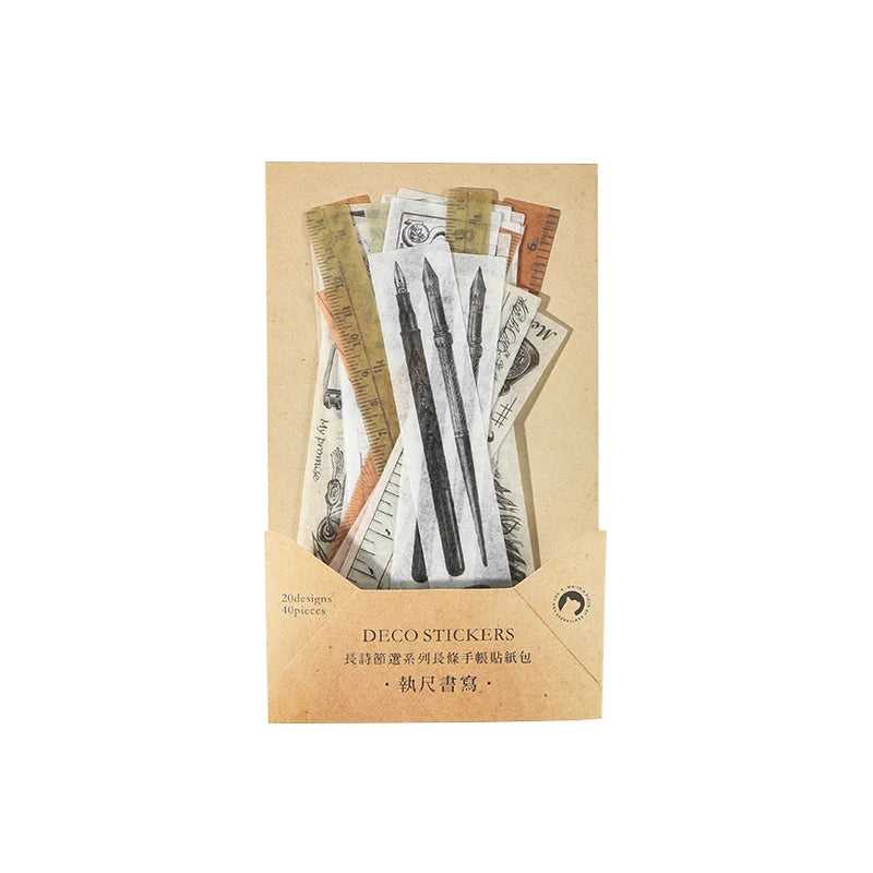 JIANQI 40 pcs Vintage Plant Ticket Stickers Diy Scrapbooking Material Junk Journal Stationery supplies Deco Background paper