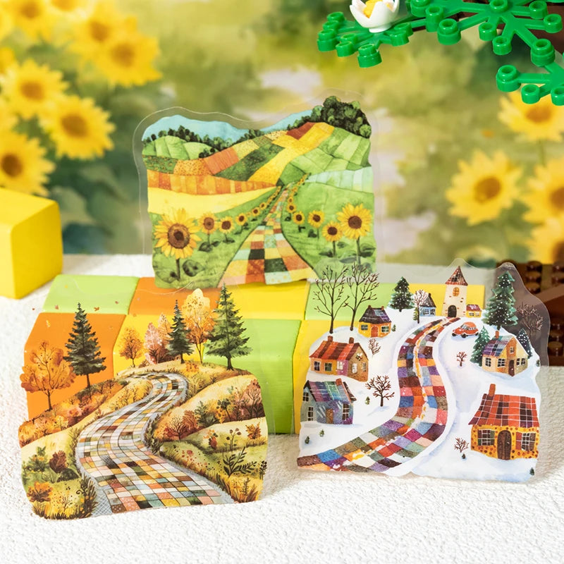 20pcs Four Seasons Scenery Beautiful Landscape Sticker Junk Journal DIY Scrapbooking School Supplies Collage Stationery Stickers