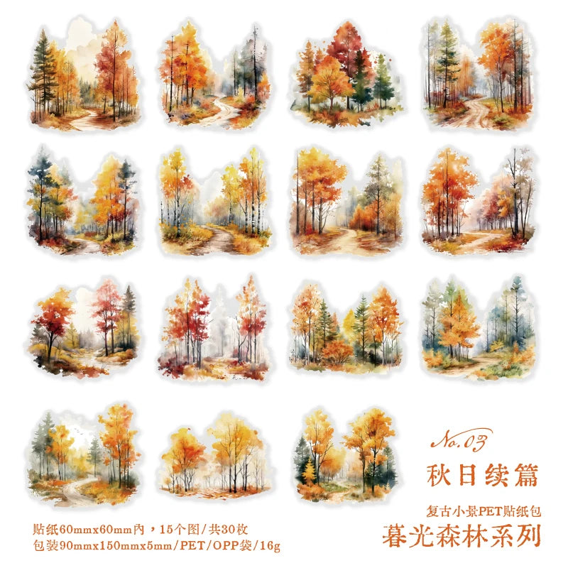 JIANQI 30sheets Ins Landscape Material Stickers Scrapbooking Junk Journal Creative Stationery DIY Deco Stickers School Supplies
