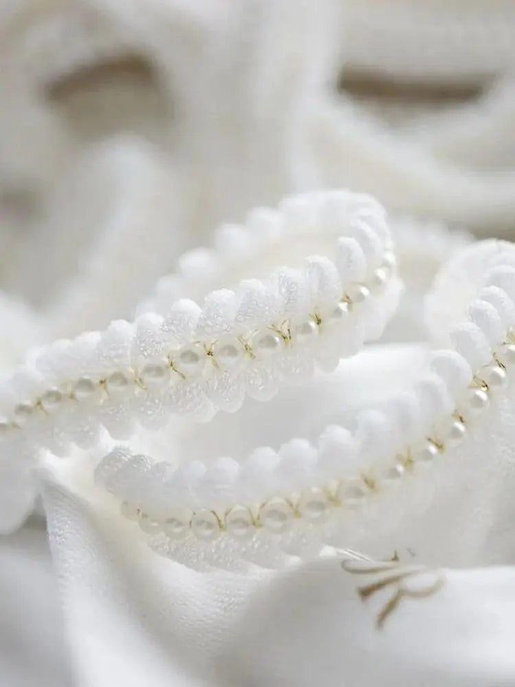 1 Yard Pearl Bead Decoration Black and White Lace Border Fabric Clothing Decoration DIY Crafts Lace 2CM Wide