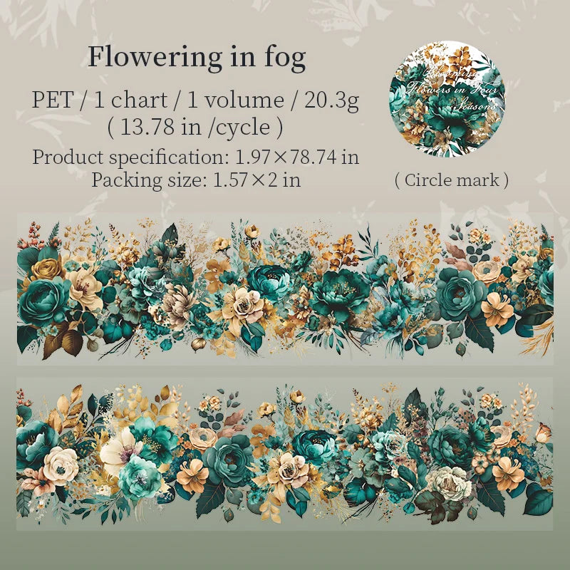 50mm*2m PET Natural Plant Flowers tape Sticker Decorative collage Adhesive Diy Scrapbooking hand made Masking tape