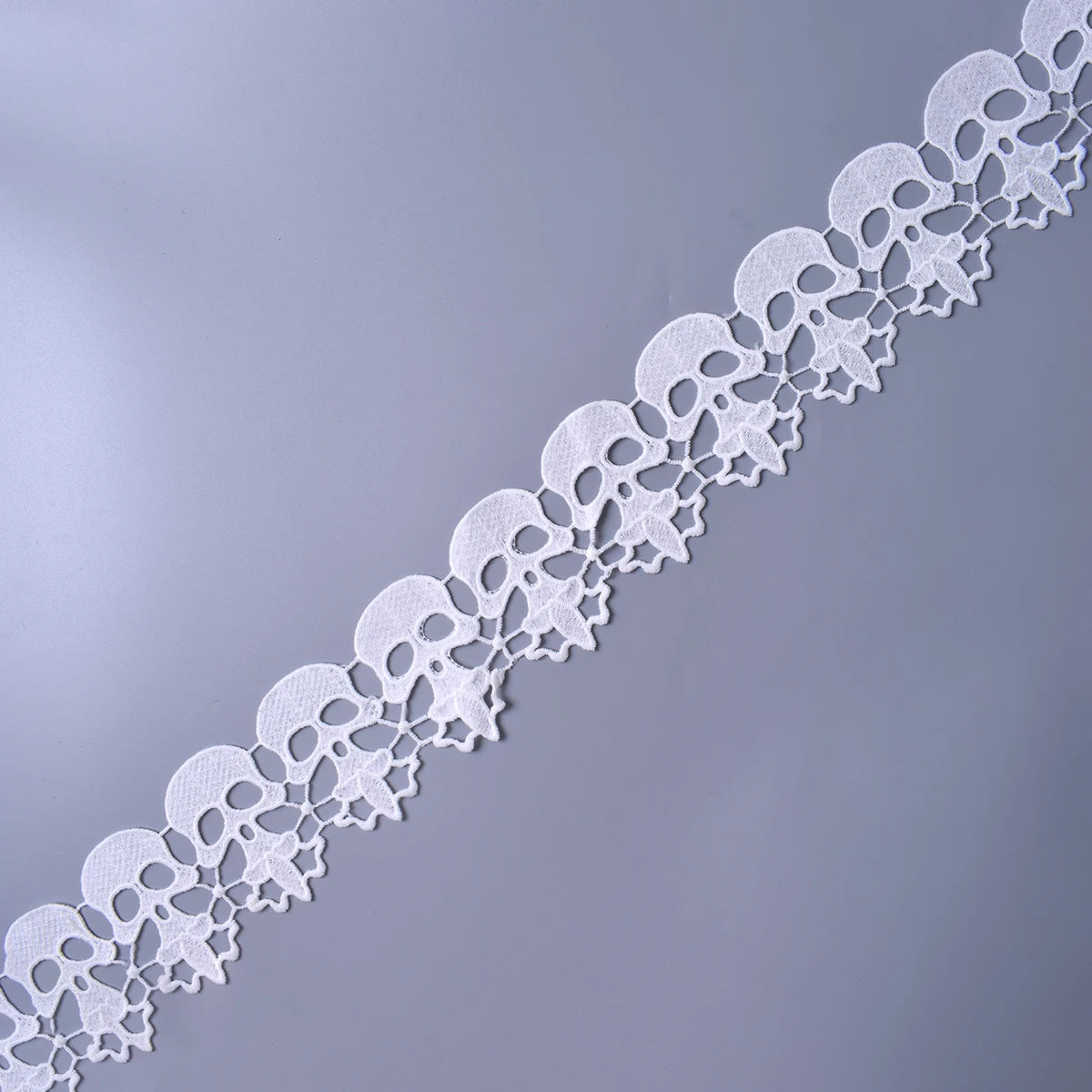 1Yard White Black String Skull Lace Fabric Trim Embroidery Applique Handmade Sewing Cloth Craft For Coat Jeans Festival Decor