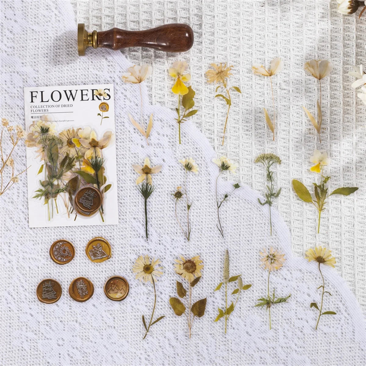 JIANQI 40pcs/pack Floral Stickers Kit Transparent PET Scrapbooking Materials DIY Junk Journal Aesthetics Sticker Stationary