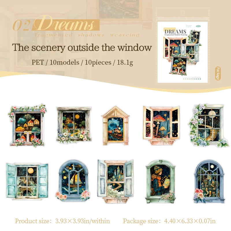 JIANQI 10 Pcs PET Transparent Stickers Decorative Decals For Scrapbooking Sticker Pack Labels Junk Journal Supplies stationery