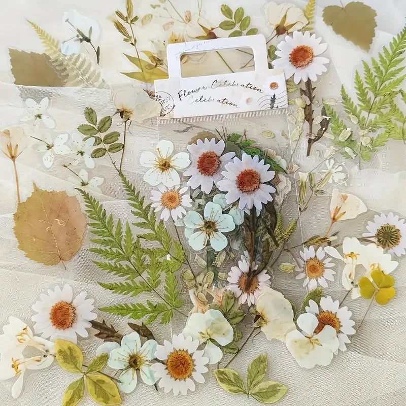 JIANQI 40 Pcs/pack Retro Creative flower plant Stickers hand tent DIY Stick Labels Scrapbooking Material Junk Journal Supplies