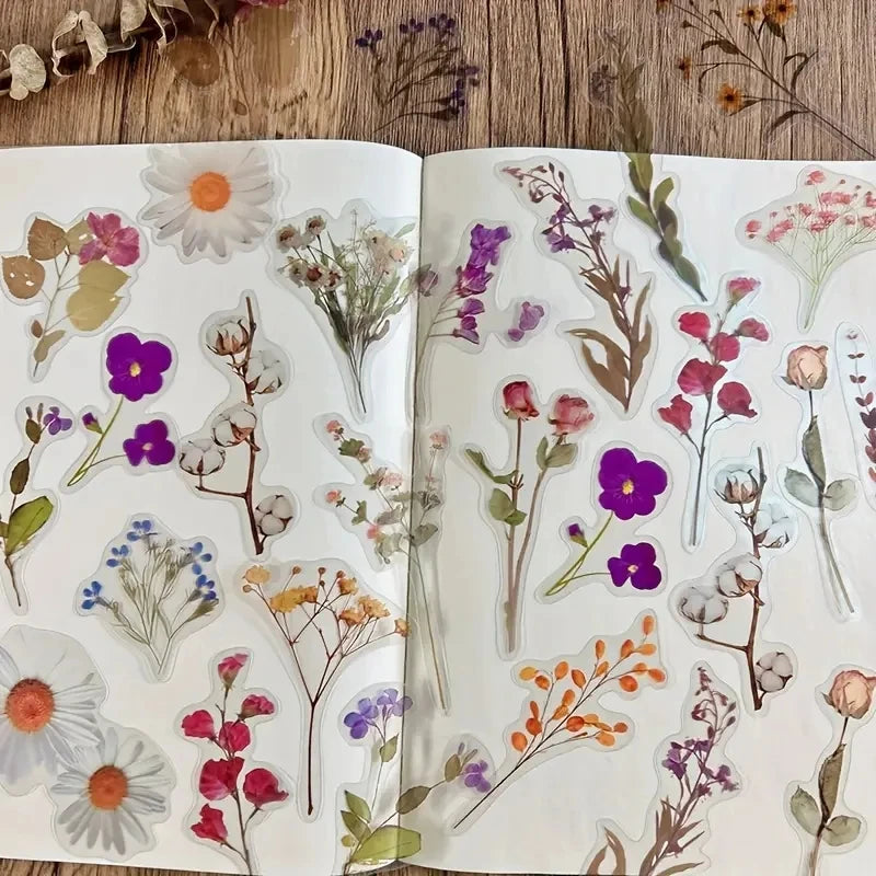 JIANQI 40 Pcs/pack Vintage Creative flower plant Stickers hand tent DIY Stick Labels Scrapbooking Material Junk Journal Supplies
