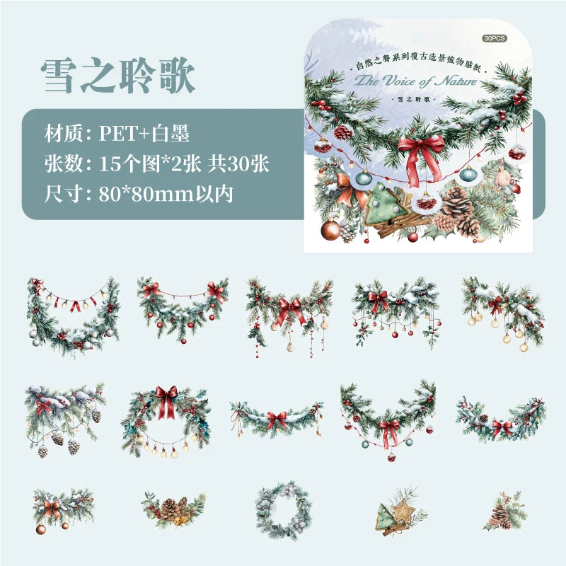 JIANQI 30 Pcs Natural Plant Flower Stickers PET Transparent Decorative Decals DIY Planner Diary Journal Scrapbook supplies