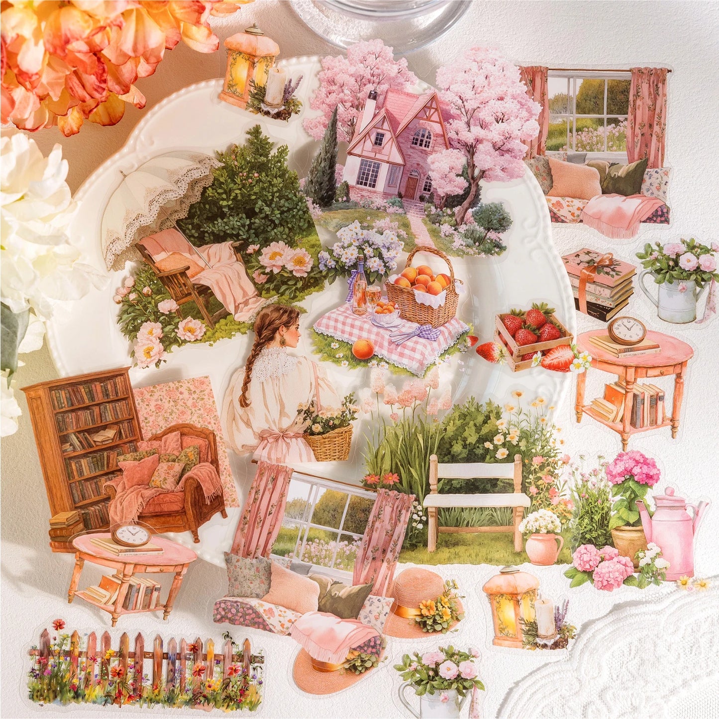 JIANQI 30 pcs INS Field life landscape Stickers Diy Diary Scrapbooking Stickers Festival Birthday Party Gift Decorations Labels