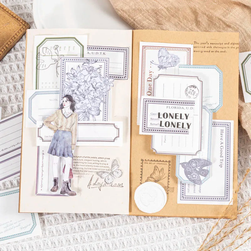 50 pcs border material paper Decorative Scrapbooking Diary Album Background paper Diy hand made junk journal supplies