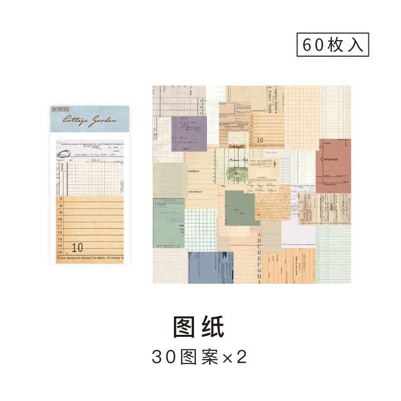 JIANQI 60 pcs Vintage Collage Scrapbooking Journal Material paper Card Making DIY Retro Source Paper Creative Memo Stationery