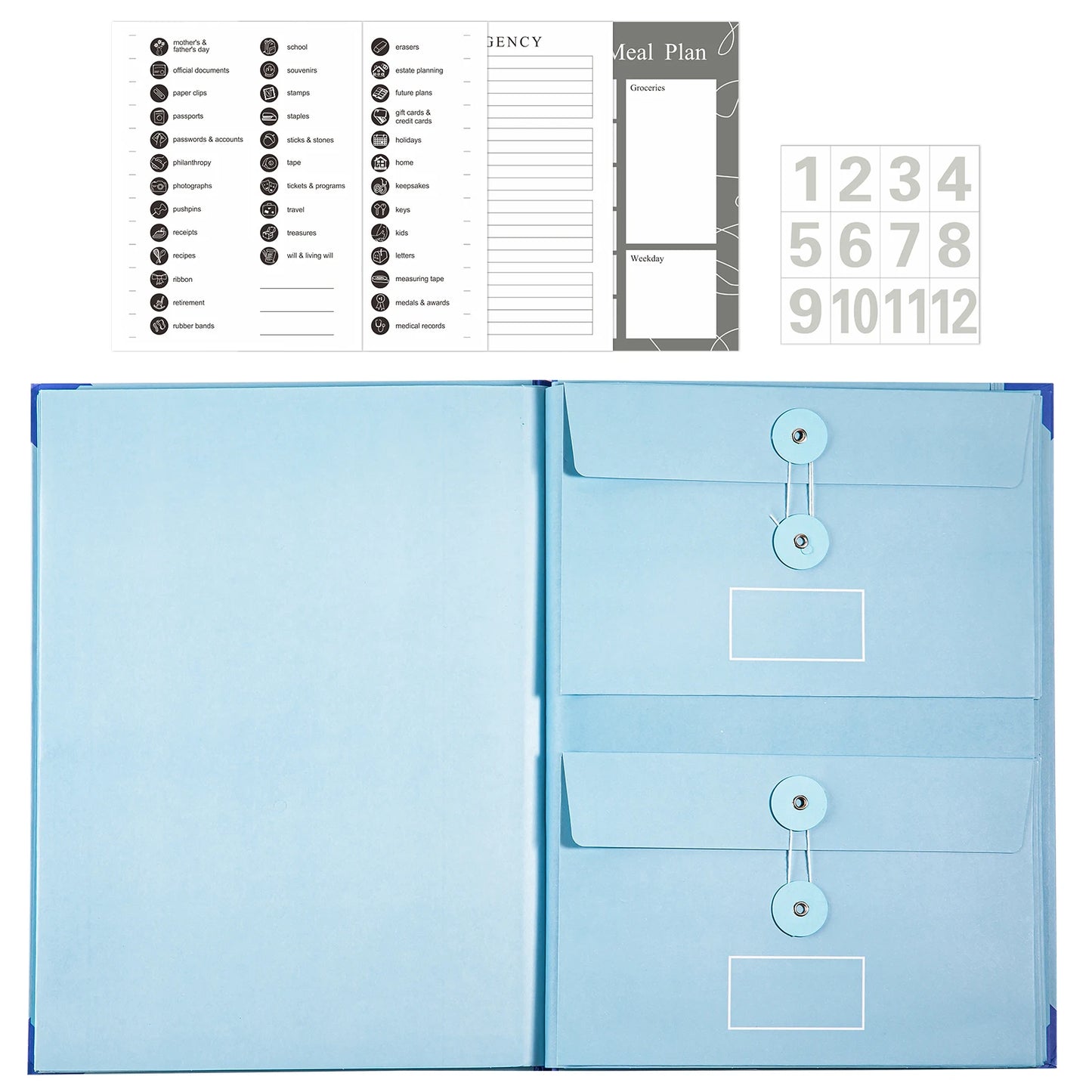Document Organizer Folio with 12 Pockets Envelopes in Case I Go Missing Binder Important FileOrganizer Comes Labels Sticker