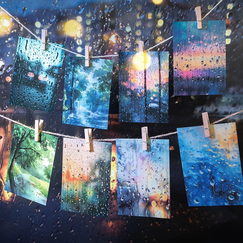 JIANQI 10pcs/pack Rainy season landscape PET Stickers Junk Journal Creative Stationery DIY Deco Stickers Scrapbooking Supplies