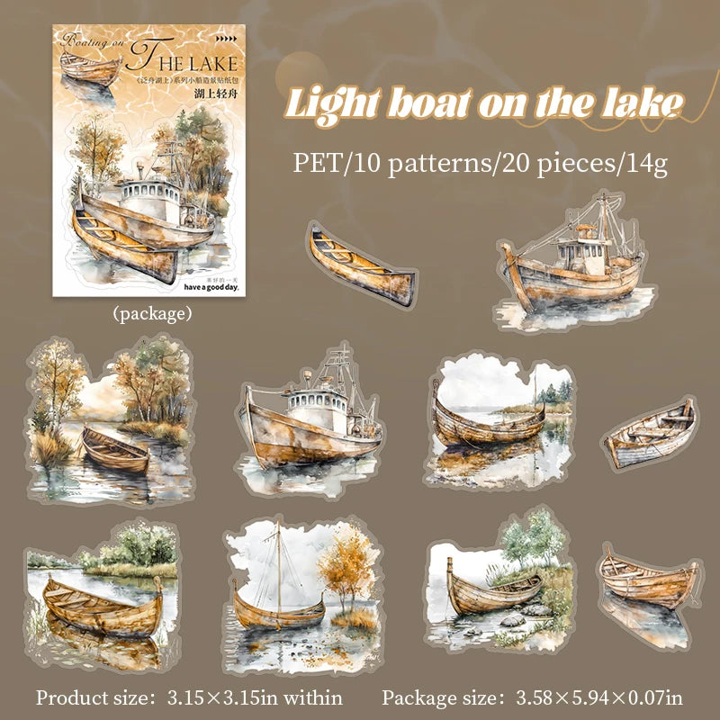 JIANQI 20pcs Water landscape Sticker Pack Junk Journal DIY Scrapbooking Supplies Collage School Stationery Stickers