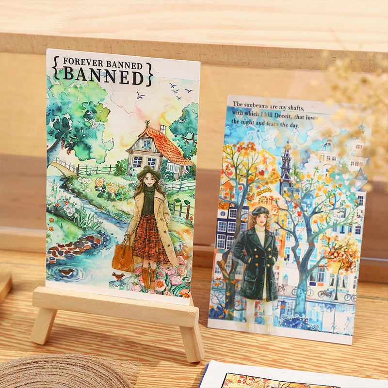 80mm*2m Four Seasons Landscape Tapes Collage Junk Journal DIY Scrapbooking School Supplies Aesthetics Decor Tapes Stickers