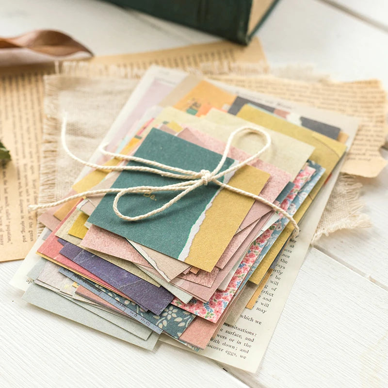 JIANQI 60 Sheets Vintage Collage Scrapbooking Journal Material paper Card Making DIY Retro Source Paper Creative Memo Stationery