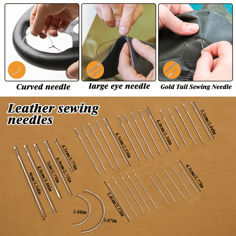 Zxiixz 83Pcs/set Leather Repair Sewing Kit with Polyester Sewing Thread 6Pcs Waxed Thread Stitching Needle for Boots Shoes Sofa