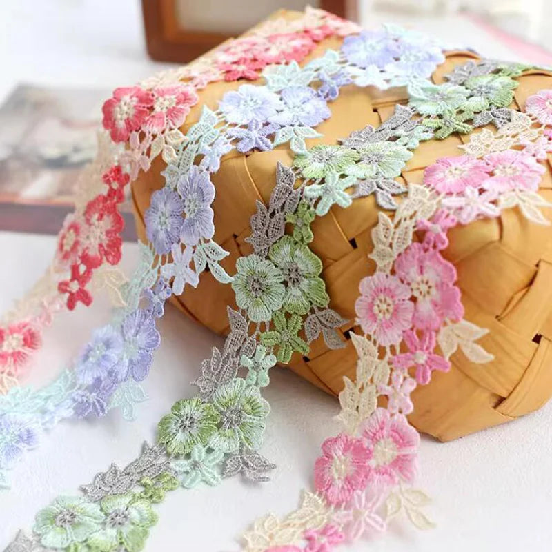 1 Yard Pink Purple Green Fluorescent Embroidery Rose Lace Various DIYSkirts Bras Clothing Accessories 4.5CM Wide