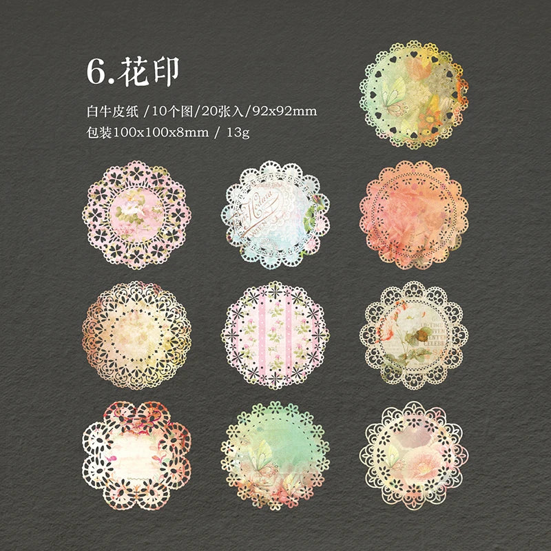 20 pcs/lot INS lace material paper Decorative Scrapbooking Diary Album hand made Collage material Background paper