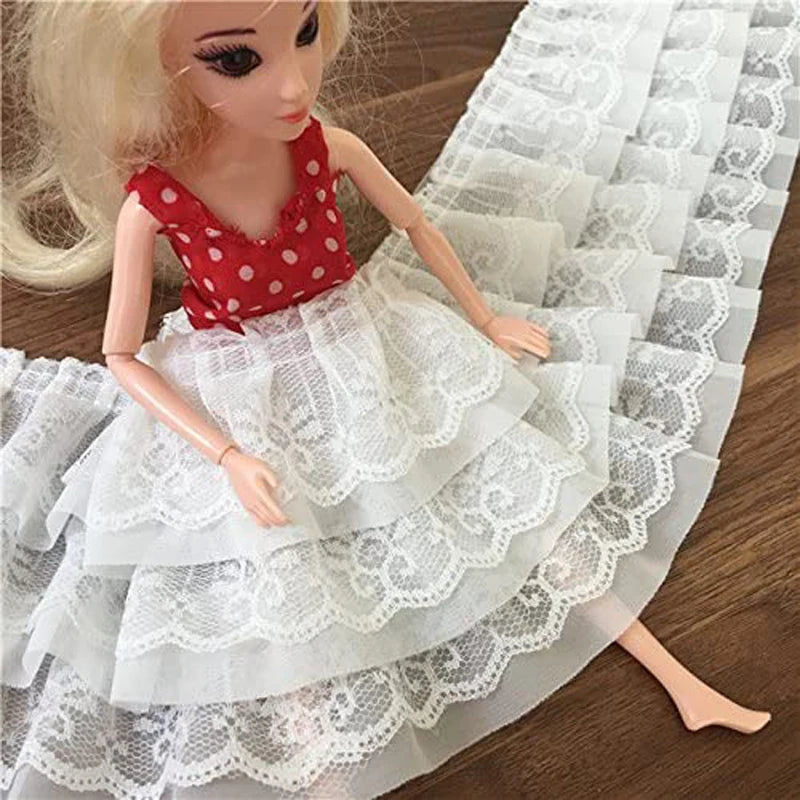 1 Yard Black and White Lace Fabric Three-layer DIY Clothing Skirt Edge Sewing Supplies 13CM Wide